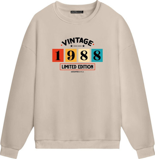 Unisex Vintage 1988 - Regular Sweatshirt Krem 2XL