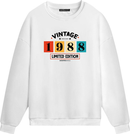 Unisex Vintage 1988 - Regular Sweatshirt Beyaz XL