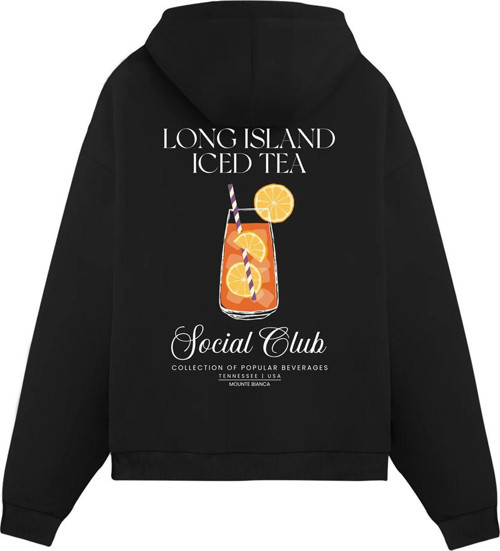 Unisex Long Island - Regular Hoodie Siyah XL