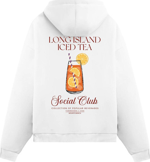 Unisex Long Island - Regular Hoodie Beyaz L