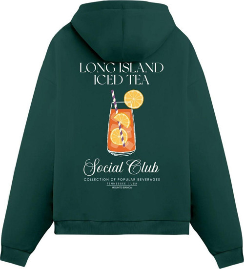 Unisex Long Island - Regular Hoodie Yeşil XL