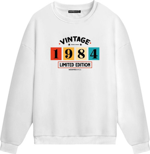 Unisex Vintage 1984 - Regular Sweatshirt Beyaz 2XL