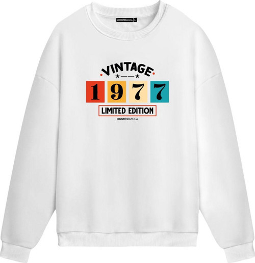 Unisex Vintage 1977 - Regular Sweatshirt Beyaz L