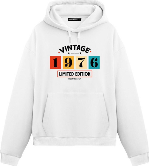 Unisex Vintage 1976 - Regular Hoodie Beyaz S