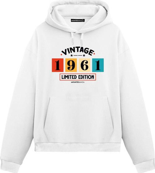 Unisex Vintage 1961 - Regular Hoodie Beyaz L
