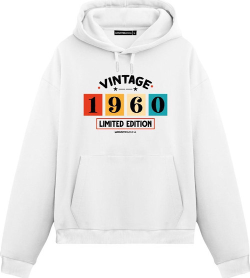 Unisex Vintage 1960 - Regular Hoodie Beyaz L