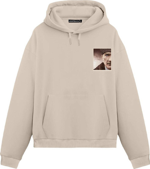 Unisex Atatürk - Regular Hoodie Krem 2XL