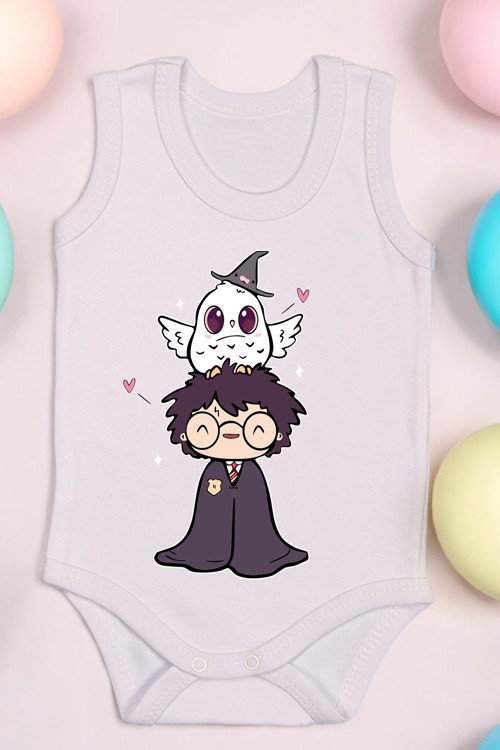 Harry Potter Karikatür Baskılı Pamuk Atlet Zıbın