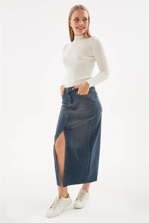 Kadın Denim Midi Etek 24K0132K1