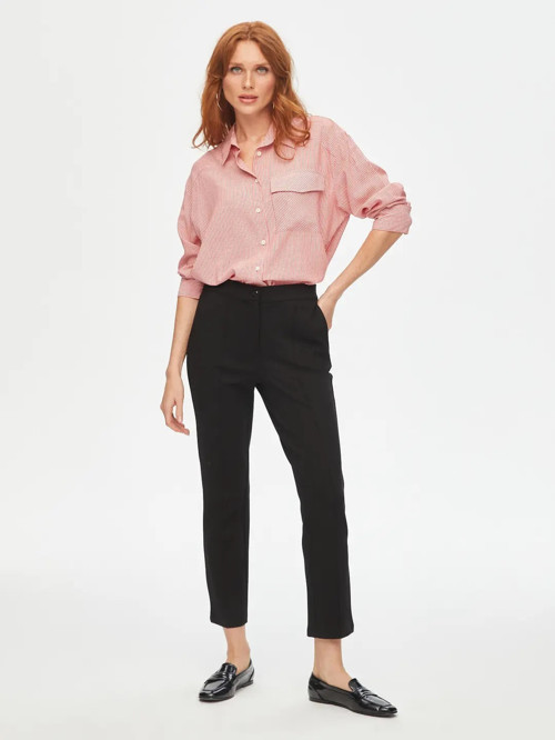 Önü Dikişli Slim Fit Örme Kadın Pantolon 00089
