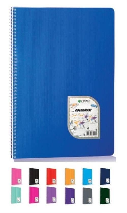 Çınar A4 Colormaxi Spiralli Defter Plastik Kapak 96 Yaprak Çizgisiz 96/0 73003 (12 Li Paket)
