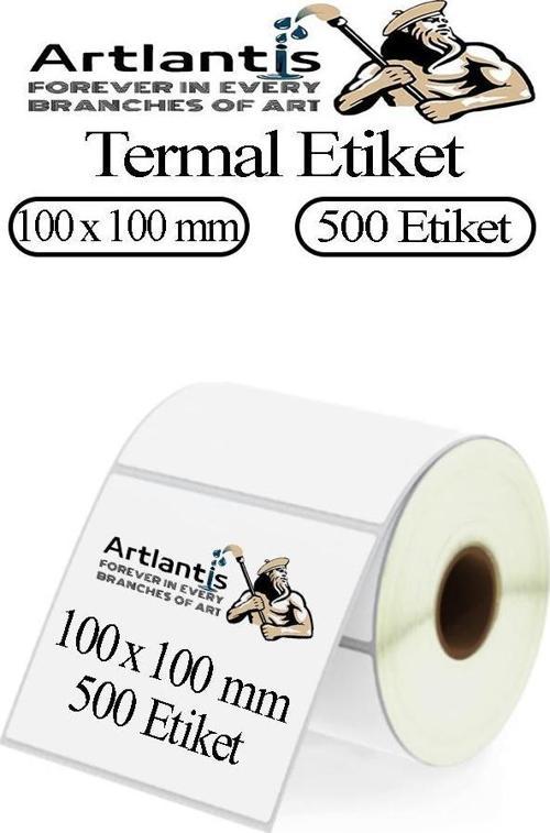 100x100 mm Barkod Etiketi Yapışkanlı 1 Adet Rulo Etiket Termal Barkot Terazi Etiketi 500 lü Barkod Yazıcılara 10x10cm