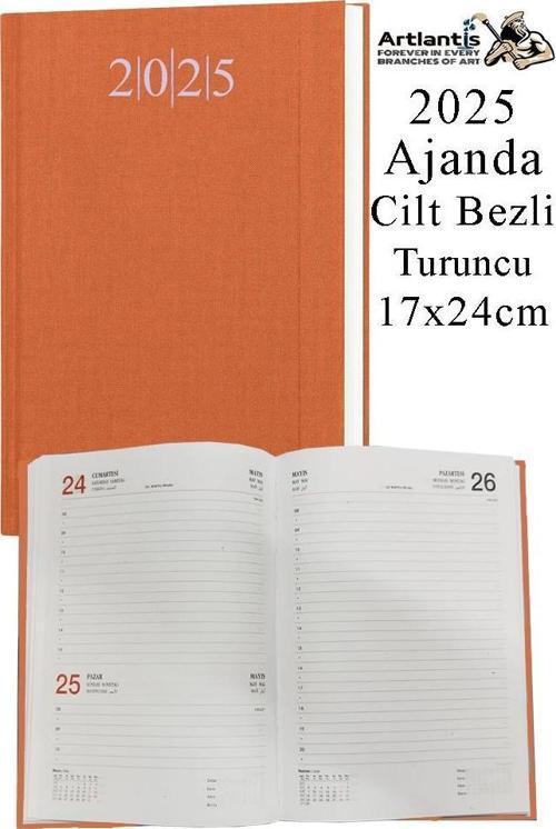 2025 Ajanda 17x24 cm Çizgili Cilt Bezli Dikişli 1 Adet Günlük Planlayıcı Cilt Bezi Ciltli Ajanda 2025 Ofis Okul Büro
