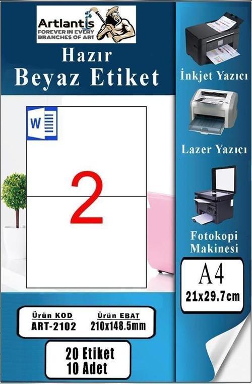 A4 Hazır Etiket 210x148.5 mm 10 Sayfa 1 Paket 2 li Kendinden Yapışkanlı Fotokopi Lazer İnkjet Kağıdı Yazıcılar İçin Uyum