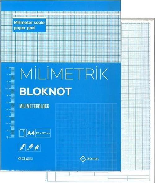 A4 Milimetrik Defter Mavi Bloknot 30 Yaprak 1 Adet Çizim Meslek Liseleri Meslek Yüksek Okulu Moda Tasarım