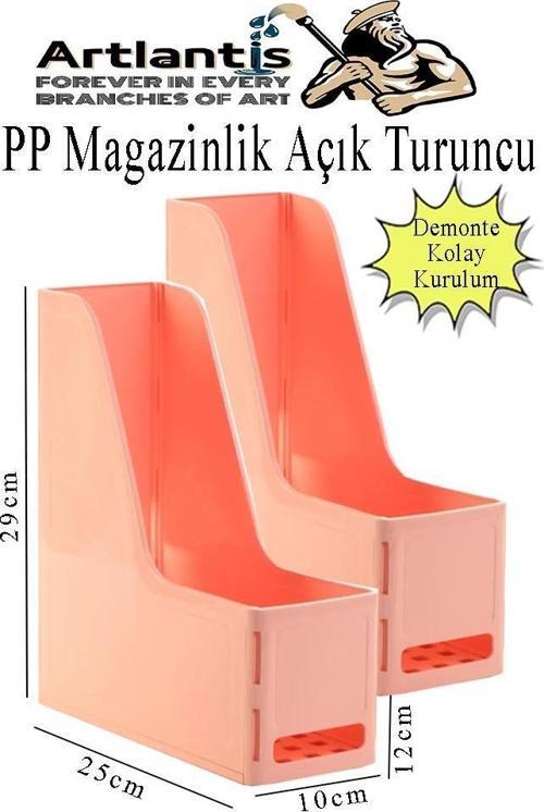 Açık Turuncu Magazinlik Demonte Plastik 2 Adet Plastik Kutu Klasörü Magazinlik A4 Dosya ve Masa Düzenleyici Sınıf Ev Ofi