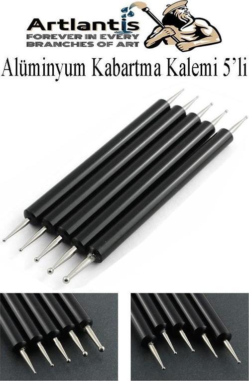 Ahşap Alüminyum Kabartma Kalemi 5 li 1 Paket Aliminyum Folyo Kabartma Çift Uçlu İzleme Noktalama Kalemi Gravür
