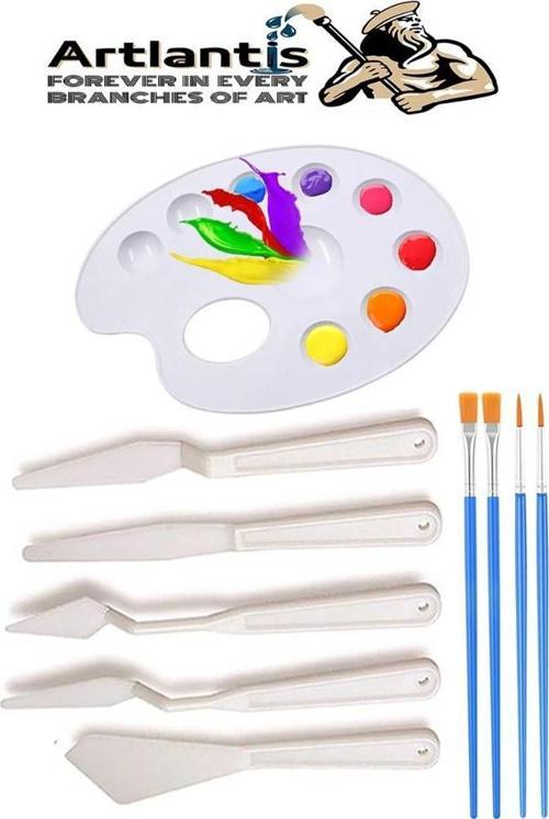 Godeli Plastik Resim Paleti 5 li Plastik Spatula Resim Fırçası 1 Paket Ressam Paketi Sanatsal Esnek Plastik Palet Bıçağı