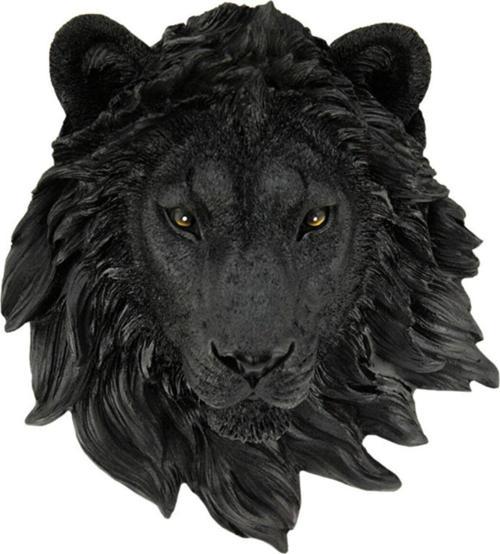 Aslan Kafası Duvar Süsü Siyah - Ürün Boyutu: 23X9,5X19Cm