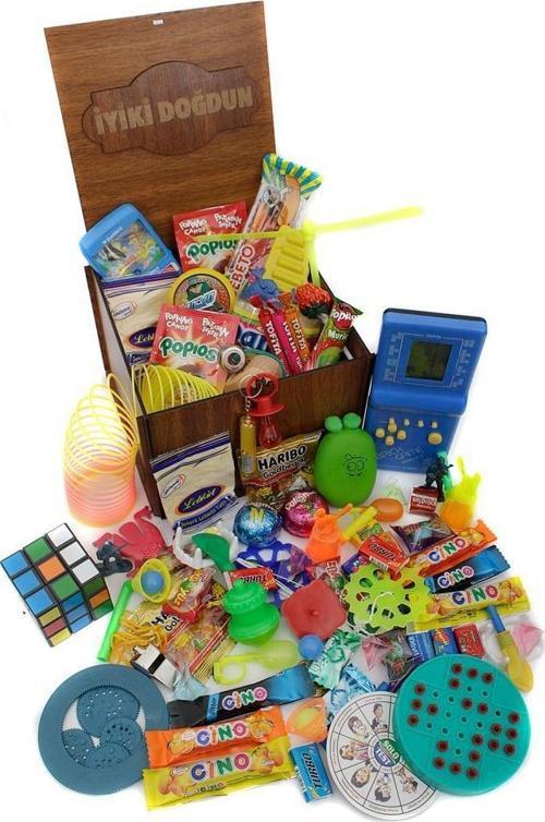 Ahşap Gıda Ve Oyuncak Kutusu Mavi Tetris ( İyi ki Doğdun )