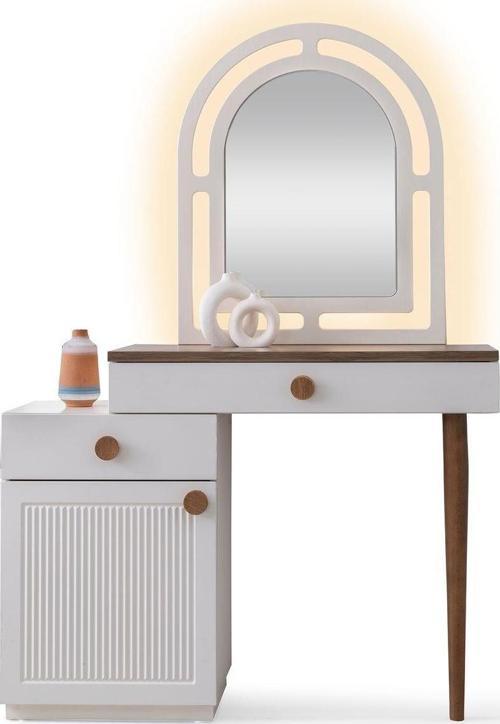 %100 MDF-Aytaşı-Bohem Mahlas Aynalı Şifonyer-Makyaj Masası