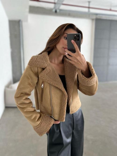Kahve Dakota Süet Kürklü Mont