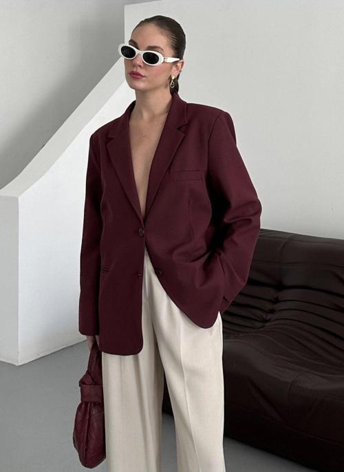 Bordo Premium Dad Fit Blazer Ceket
