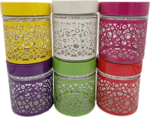6 Lı Set Mix Renkli Cam Kavanoz Saklama Kabı (250 ml / adet)