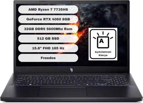 Nitro V15 Anv15-41 Amd Ryzen 7 7735Hs 32Gb 512Gb Ssd Rtx4060 Freedos 15.6" Nh.Qsfey.00132