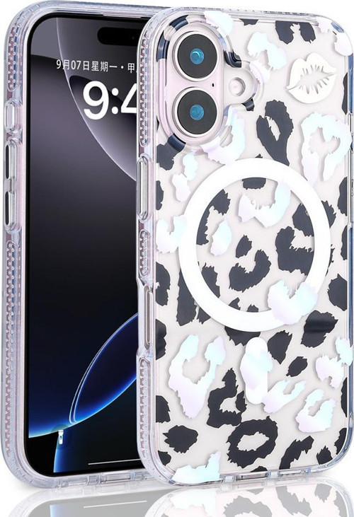 iPhone 16 Plus Kılıf Magsafe Şarj Özellikli Desenli Leopar Jago Kapak