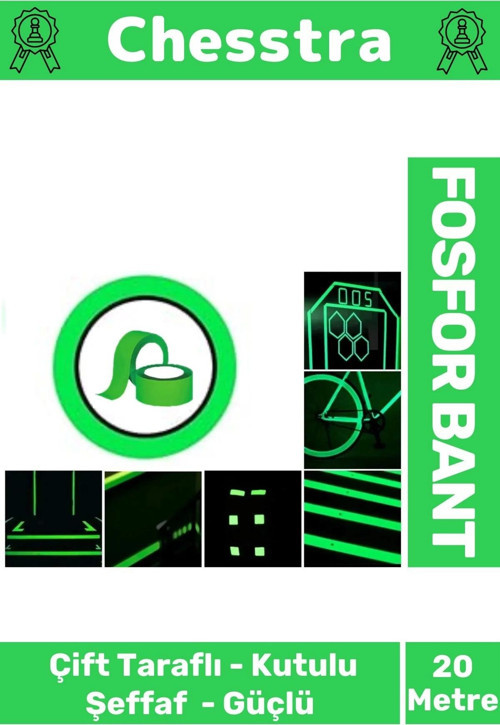 Karanlıkta Işık Veren Yansıyan Kendinden Yapışkanlı Reflektör Yeşil Şerit Fosfor Neon Bant 20 Metre