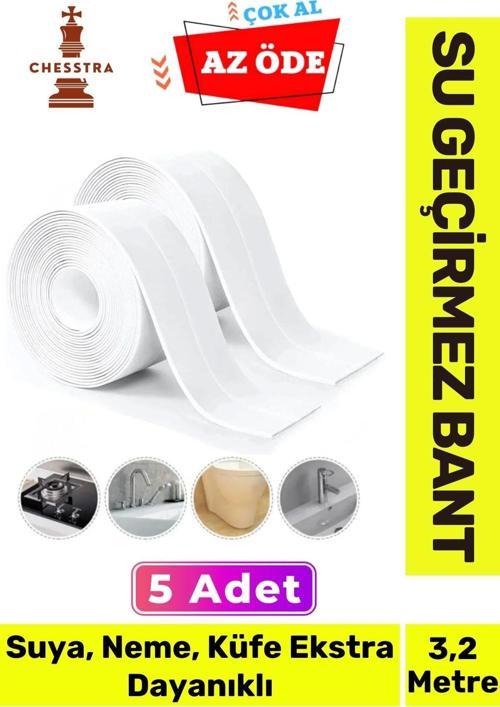 Özel Üretim Lavabo Tezgah Klozet Banyo Pencere Duş İzolasyon 3.2m Su Geçirmez Sızdırmaz Bant 5 Adet