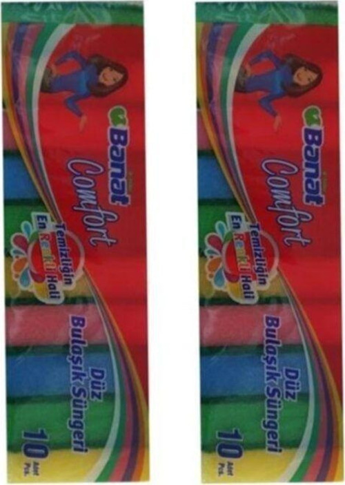 Bella Comfort Renkli Düz Bulaşık Süngeri 10X2 20 Adet