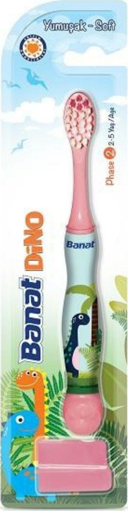 Dino 2+ Yaş Çocuk Diş Fırçası Pembe