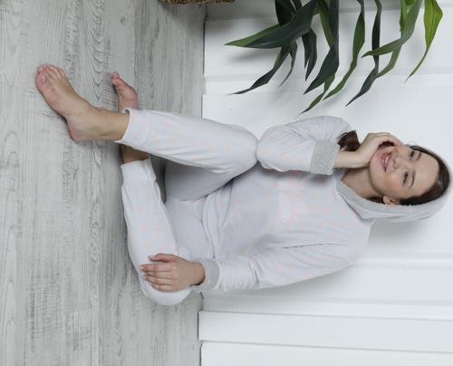 Fawn 3903 Peluş Welsoft Polar Kışlık Kapşonlu Kadın Pijama Takımı