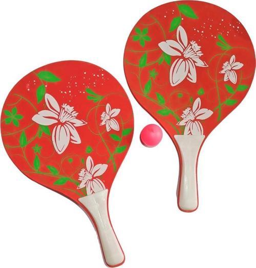 Plaj Tenis Raket Seti ( 2 Raket 1 Top) Kırmızı Beyaz