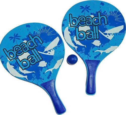 Plaj Tenis Raket Seti ( 2 Raket 1 Top) Mavi