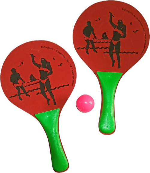 Plaj Tenis Raket Seti Çocuk Boy (2 Raket 1 Top) Kırmızı-Yeşil