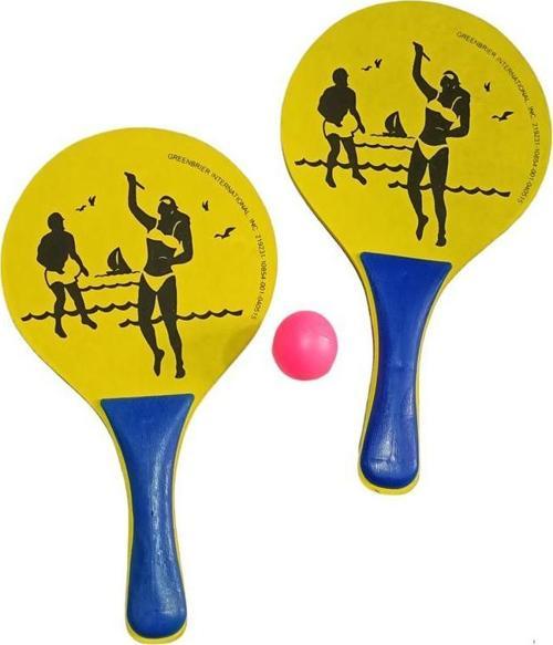 Plaj Tenis Raket Seti Çocuk Boy (2 Raket 1 Top) Sarı - Mavi