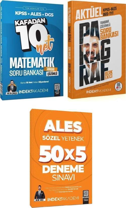 İndeks 2025 ALES Matematik + Paragraf Soru Deneme 3 lü Set - Metin Şimşek, Berk Ekici İndeks