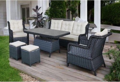 Harmoy Anthracite 3+1+1 Balkon & Bahçe Mobilyası Takımı (Demir İskelet)