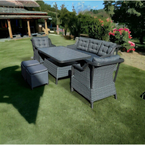 Harmoy Anthracite 3+1+1 Balkon & Bahçe Mobilyası Takımı (Demir İskelet)