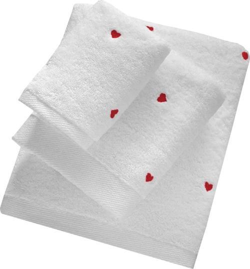 3 Parça Kalp Nakışlı Banyo Havlusu Takımı %100 Pamuklu Lovely Set