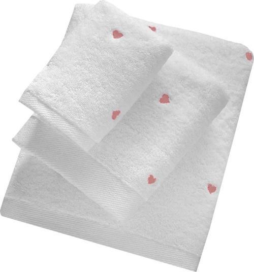 3 Parça Kalp Nakışlı Banyo Havlusu Takımı %100 Pamuklu Lovely Set