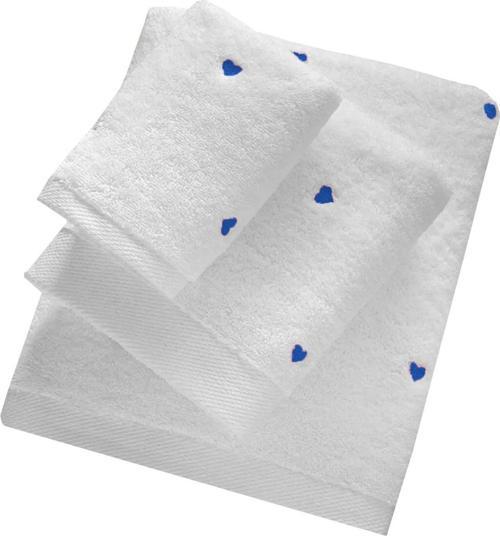3 Parça Kalp Nakışlı Banyo Havlusu Takımı %100 Pamuklu Lovely Set