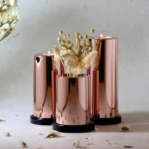 Garaj Home Parlak Yüzey Mumluk Dekoratif Tealight Set-Cuprous