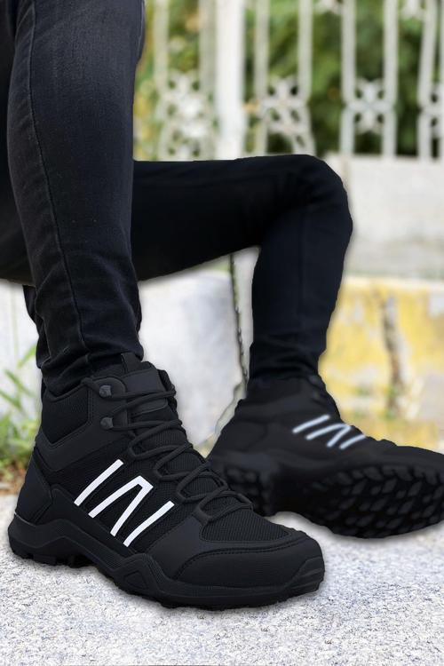 Siyah Beyaz Outdoor Trekking Erkek Spor Bot