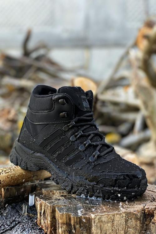 Siyah Çizgili Kauçuk Unisex Trekking Bot