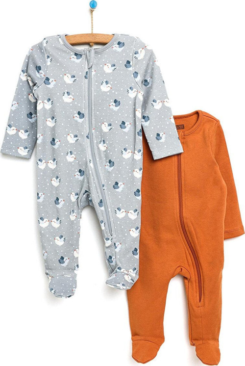 HelloBaby Yenidoğan Uzun Kollu Fermuarlı 2li Patikli Tulum Kız Bebek