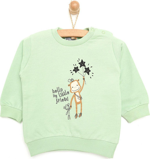 HelloBaby Basic Maymun Desenli Sweatshirt Erkek Bebek